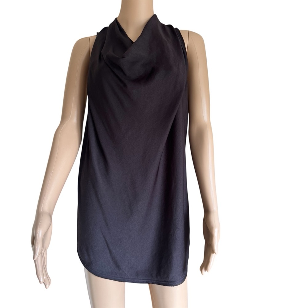 Helmut Lang Brown Silk Draped Sleeveless Blouse Tunic Top Size Medium